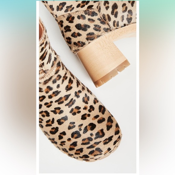 Swedish Hasbeens Leopard Calf Hair Clog Booties Handmade NWT $470 Size 6.5/37 - Picture 5 of 8